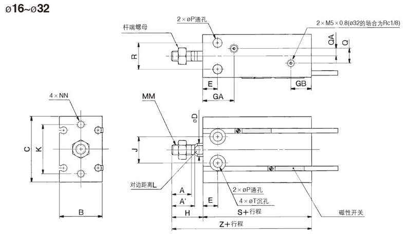 工厂自动化零件 气动/液压设备 气缸/旋转执行器 气缸 薄型气缸 自由