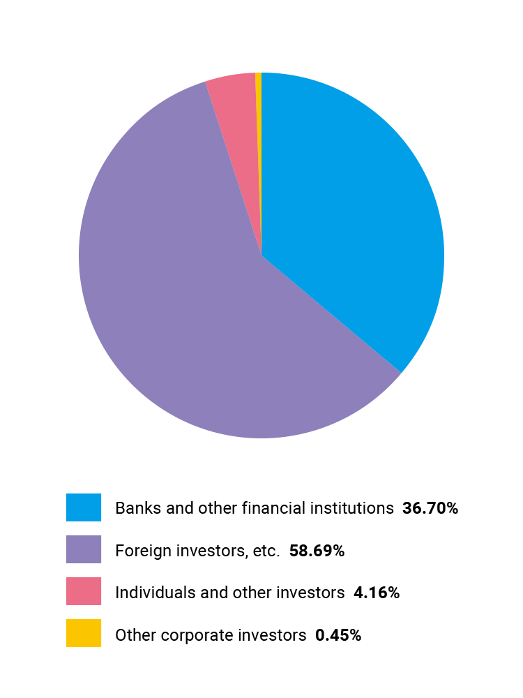 Share distribution by type of shareholder