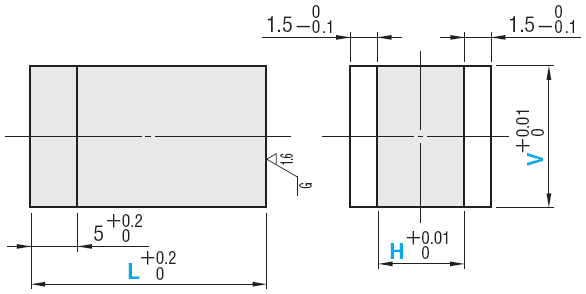 尺寸图-基本型方形短型凸模