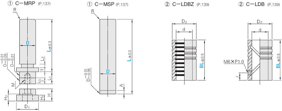 尺寸图-模架用滑动导柱组件（中精度） -装卸型-