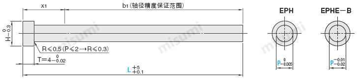 米思米推杆顶针顶杆尺寸图