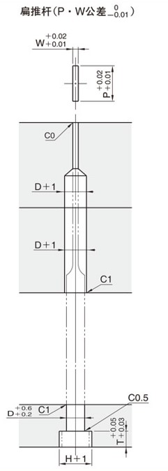 米思米台阶推杆顶针托针标准孔加工图