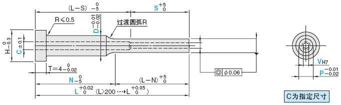 台阶推管 -SKD61+氮化/同轴度◎0.06/肩部厚度4mm/自由指定型-:相关图像