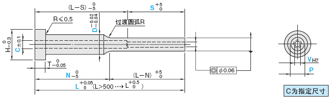 台阶推管 -SKD61+氮化/同轴度◎0.06/肩部厚度JIS型/自由指定型-:相关图像