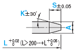 无锥度一阶中心销 -SKH51/肩部厚度4mm/轴径(D)固定/轴径公差0_-0.005/前端A公差0_-0.01-:相关图像