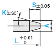 精密级无锥度一阶型芯 -轴径(P)0.005mm指定/轴径公差0_-0.005/A公差0_-0.005-:相关图像