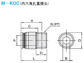 内六角孔直接头尺寸图