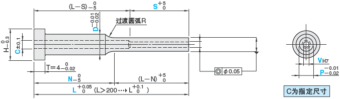 台阶推管 -相当于SKD61+氮化/同轴度◎0.05/肩部厚度4mm/自由指定型-:相关图像