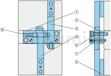 米思米插销式锁模器开闭器锁模扣尺寸图