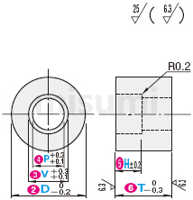 米思米树轴环尺寸自由指定型的尺寸图RESIN COLLARS FEMALE THREAD TYPE