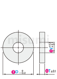 米思米树脂垫圈台阶型的尺寸图RESIN WASHERS CONVEX TYPE
