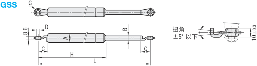 氮气弹簧气弹簧规格表尺寸图