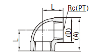 低压用拧入型接头 同径型　弯管-尺寸图