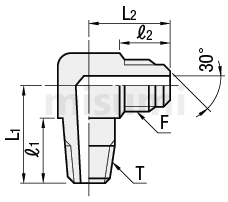 液压水压用接头　弯管外螺纹型-尺寸图