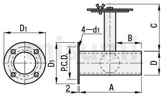 铝管道软管用配管零件　缓冲器-尺寸图