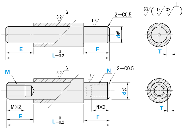 带轴聚氨酯滚轮　聚氨酯厚度指定　直柱型:相关图像