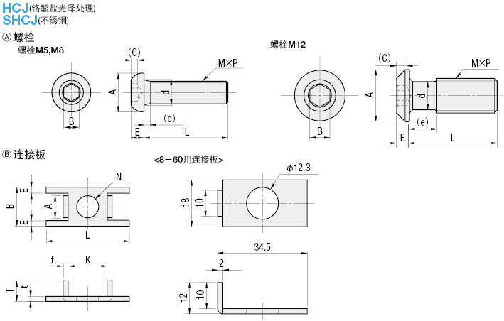 隐藏式连接零件 螺丝接头