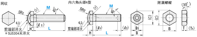 misumi stcb米思米R型调整螺丝调节螺丝尺寸规格图