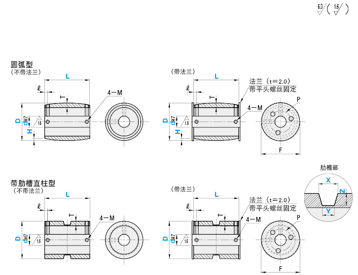 平皮带用聚氨酯衬层滑轮  宽度L＝25～100:相关图像