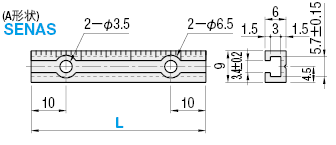 开关·传感器用滑轨　L尺寸指定·孔位置固定型  带刻度型:相关图像