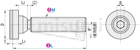 misumi SGKG米思米可调角度螺栓组件 橡胶吸盘型M4~M16尺寸规格图