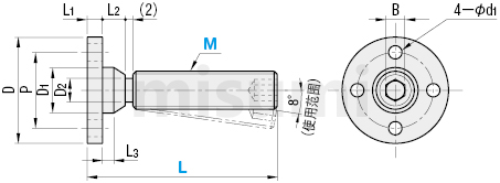 misumi SGKA米思米可调角度螺栓组件 法兰型M4~M16尺寸规格图