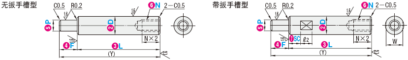 misumi转轴 一端台阶 一端内螺纹型 D公差h9/P公差g6产品介绍