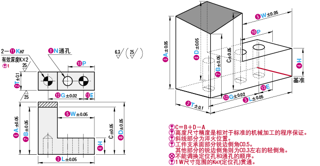 定位块（纵横斜切）R/L组件 -2个定位孔・1个通孔型-:相关图像