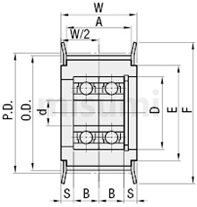 惰轮规格图中心轴承型双轴承