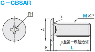 C-CBSAR，超薄型，超低头螺栓，十字螺栓，平头螺栓，平头螺丝，超薄头螺栓，大平头螺栓