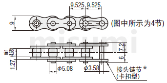 链条06C (ANSI 35)尺寸图