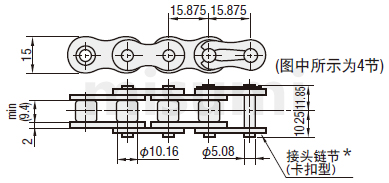 链条10A (ANSI 50)尺寸图