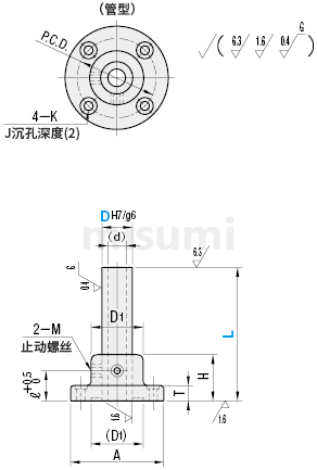 安装用底座圆法兰通孔型管材