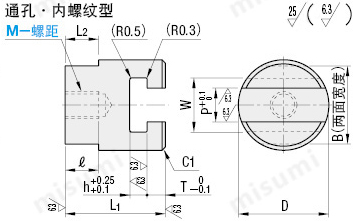 米思米misumi浮动接头 T形槽支座型单体FJMH尺寸规格图