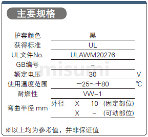 UL20276带屏蔽 主要规格