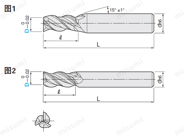 xal涂层硬质合金平头型立铣刀3刃和4