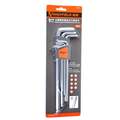 钢盾 9件套公制特长球头内六角扳手