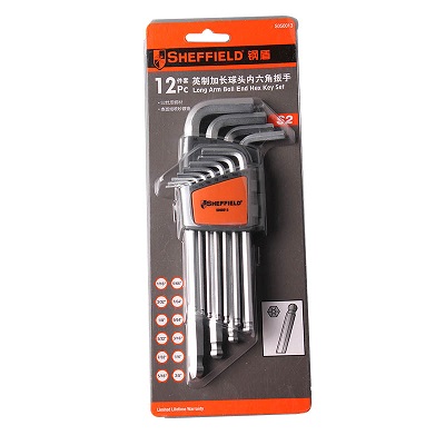 钢盾 12件套英制加长球头内六角扳手