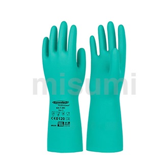 加厚款食品接触级丁腈植绒防化手套