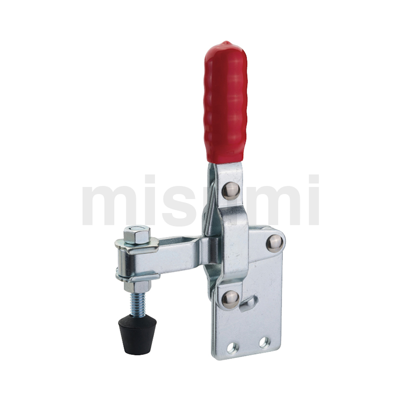 检具用快速夹钳 -立式·侧面固定 直底座 橡胶头螺栓可移动 检测位置可调型 小型-