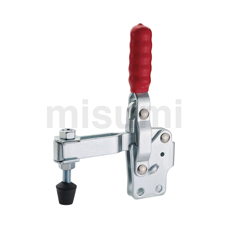 检具用快速夹钳 -立式·侧面固定 直底座 橡胶头螺栓可移动 检测位置可调型 中型-