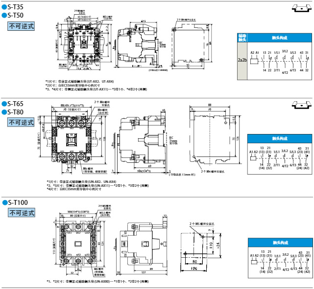 米思米misumi三菱MitsubishiMS-T系列电磁接触器外形图