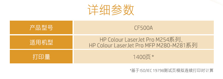 惠普HP 202A原装硒鼓CF500A/CF501A/CF502A/CF503A参数
