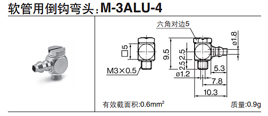 M系列小型管接头产品尺寸图