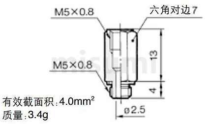 小型管接头 SUS316 MS系列 延长接头 MS-5J 尺寸图