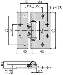 不锈钢平面扭矩铰链 B-1109 尺寸图1