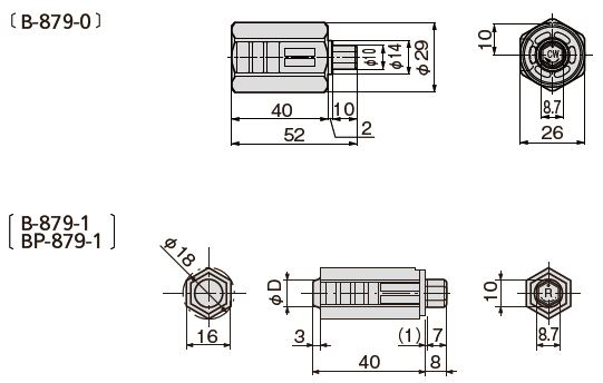 回转式阻尼器 B-879尺寸图