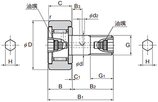 CF(AB) 滚针凸轮随动器 尺寸图