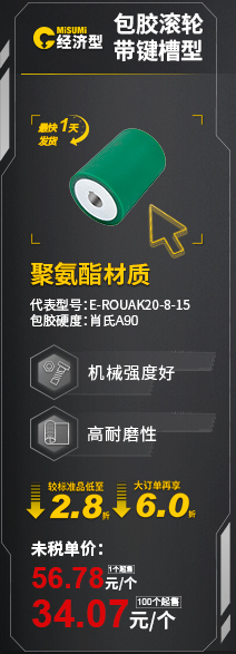 包胶滚轮 带键槽型 E-ROUAK20-8-15