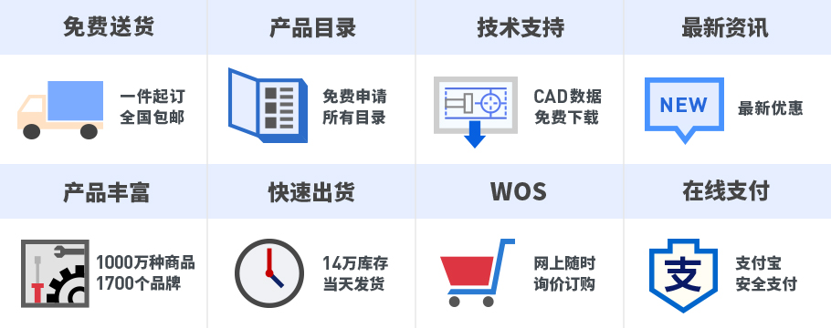 免费送货 产品目录 技术支持 最新资讯 产品丰富 快速发货 WOS 在线支付